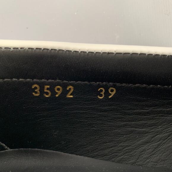 VERSACE Size 9 White Gold Leather Logo Moccasin Flats - Picture 9 of 10